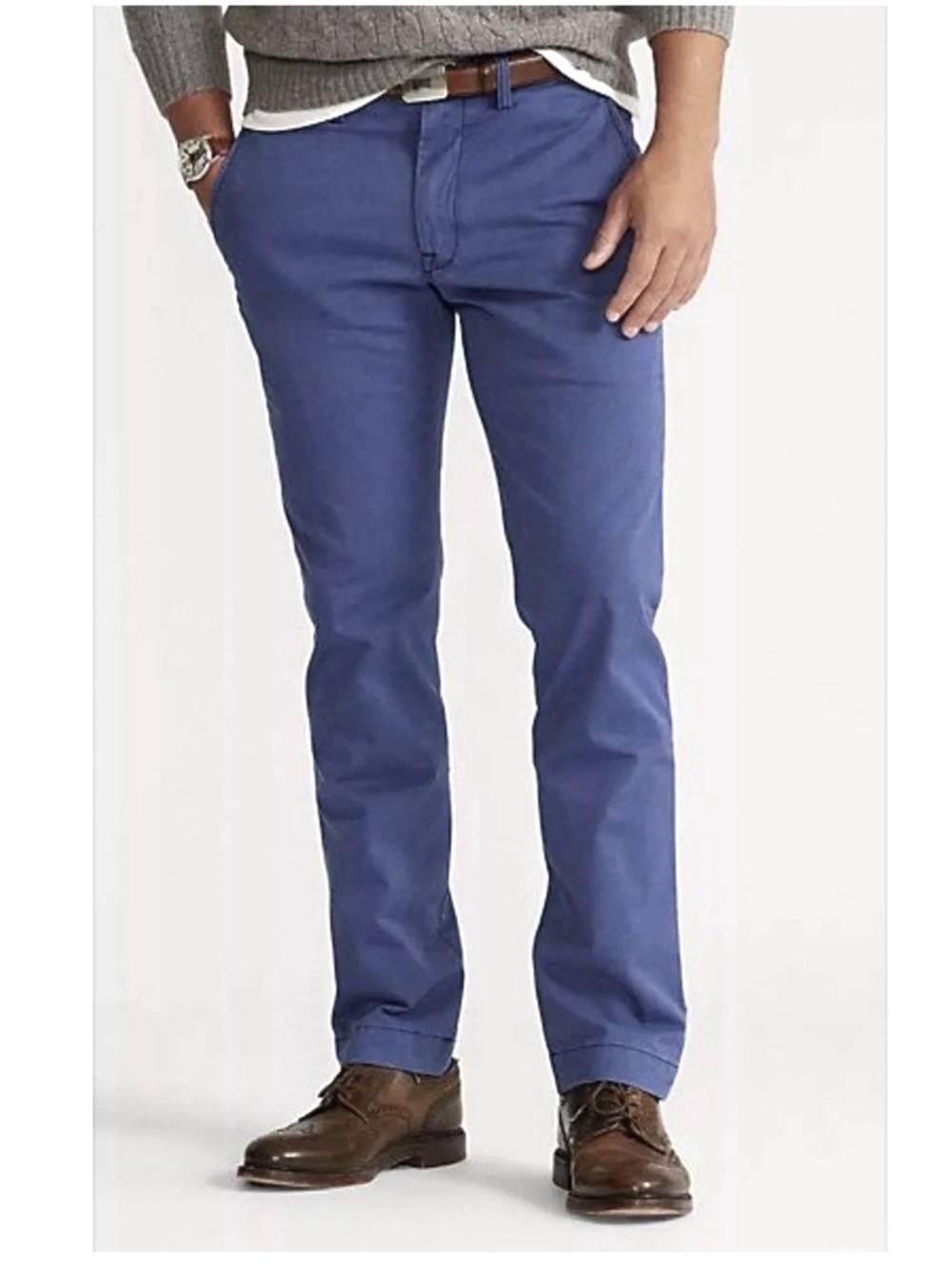 POLO RALPH LAUREN FLAT STRETCH CLASSIC FIT PREPPY BLUE CHINO PANTS NWT Sz33